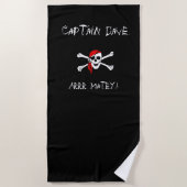 Serviette De Plage ARRR Matey Personalized Pirate Beach Towne Noir (Devant)