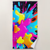 Serviette De Plage Art à éclaboussure couleur néon (Devant)