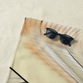 Serviette De Plage Art Abstrait Automnal Pastel Crème, Monogrammé (En situation)