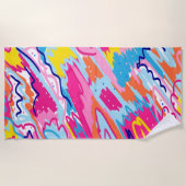 Serviette De Plage Art Abstrait aux couleurs vives (Devant)