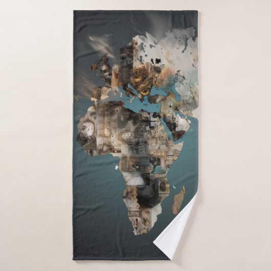 Serviette de plage art abstrait continent (Serviette de bain)