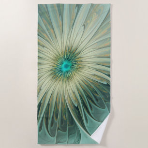 Serviette De Plage Art abstrait de fleurs de fantaisie vert sauge fra