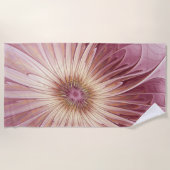 Serviette De Plage Art Abstrait Fractal Fleur & Tons de Bourgogne (Devant)