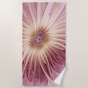 Serviette De Plage Art Abstrait Fractal Fleur & Tons de Bourgogne