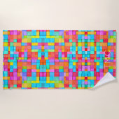 Serviette De Plage Art Abstrait moderne Aquarelles colorées INITIALES (Devant)