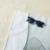 Serviette De Plage Art Abstrait moderne Fractal Bleu Turquoise Gris (En situation)