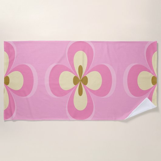 Serviette De Plage Art Abstrait Rose (Devant)