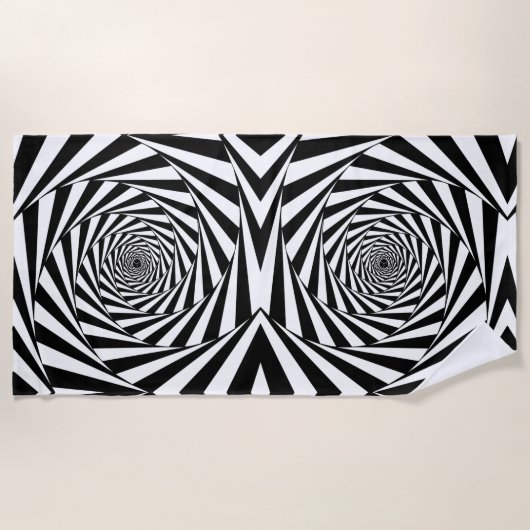 Serviette De Plage Art abstrait spirales noir et blanc (Devant)