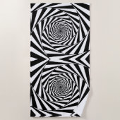 Serviette De Plage Art abstrait spirales noir et blanc (Devant)