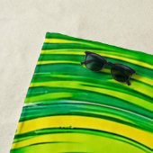 Serviette De Plage Art abstrait vert jaune en spirale (En situation)