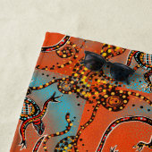 SERVIETTE DE PLAGE ART AUSTRALIEN (En situation)
