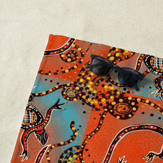SERVIETTE DE PLAGE ART AUSTRALIEN (En situation)