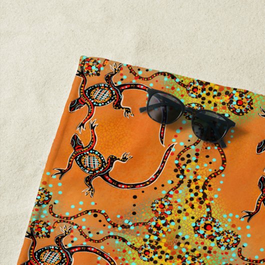 SERVIETTE DE PLAGE ART AUSTRALIEN (En situation)