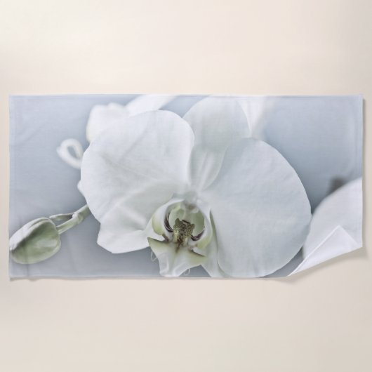 Serviette De Plage Art botanique de l'orchidée blanche élégante (Devant)