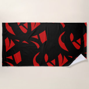 Serviette De Plage Art contemporain rouge et noir