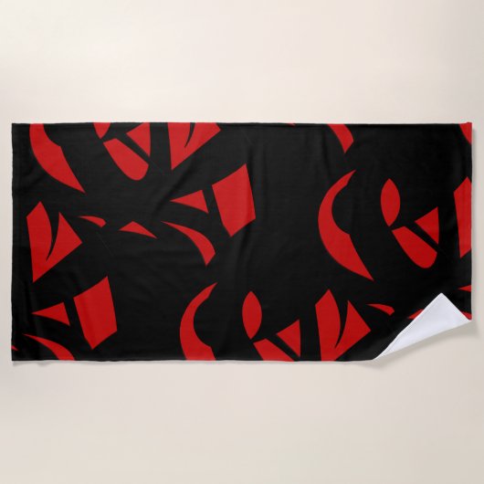 Serviette De Plage Art contemporain rouge et noir (Devant)