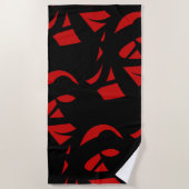 Serviette De Plage Art contemporain rouge et noir (Devant)