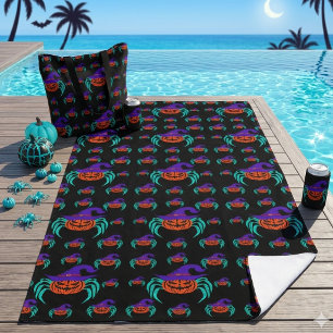 Serviette De Plage Art de citrouille d'Halloween effrayant avec araig