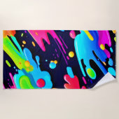 Serviette De Plage Art de flux éclaboussé au néon (Devant)