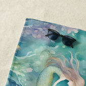 Serviette De Plage art de sirènes à l'aquarelle (En situation)