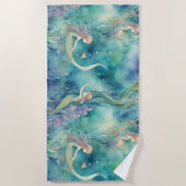 Serviette De Plage art de sirènes à l'aquarelle (Devant)
