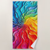 Serviette De Plage Art de tourbillon arc-en-ciel texturé (Devant)