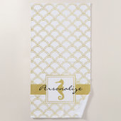 Serviette De Plage Art Déco Ocean Wave Patten Gold Parties scintillan (Devant)