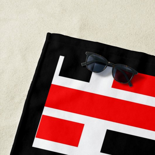Serviette De Plage Art déco rétro Noir rouge Design abstrait (En situation)