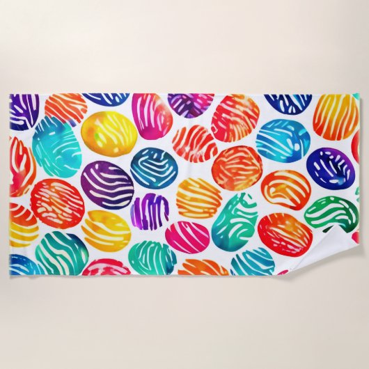 Serviette De Plage Art d'empreintes digitales coloré (Devant)