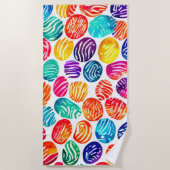Serviette De Plage Art d'empreintes digitales coloré (Devant)