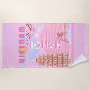 Serviette De Plage Art du voyage au Vietnam, Rose