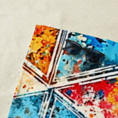 Serviette De Plage Art éclatant géométrique vibre (En situation)