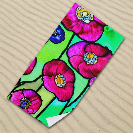 Serviette De Plage Art en verre d'anémones