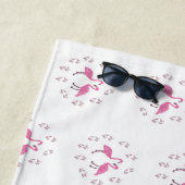 Serviette De Plage Art Flamant rose rose (En situation)