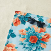 Serviette De Plage Art floral bleu et orange (En situation)