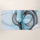 Serviette De Plage Art fractal moderne gris anthracite abstrait bleu (Devant)