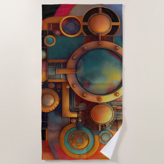 Serviette De Plage Art géométrique industriel steampunk (Devant)