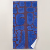 Serviette De Plage Art Moderne Abstrait Bleu Nuit (Devant)
