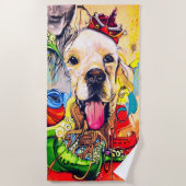 Serviette De Plage Art Moderne Golden Retriever Street (Devant)