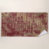 Serviette De Plage Art moderne rouge foncé et or (Devant)