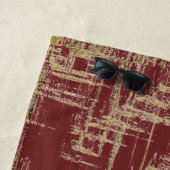Serviette De Plage Art moderne rouge foncé et or (En situation)