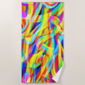 Serviette De Plage Art Motif Néon Lumineux Et Coloré (Devant)
