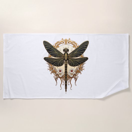 Serviette De Plage Art Nouveau Dragonfly Elegant Steampunk (Devant)