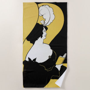 Serviette De Plage Art Nouveau vintage, Lecture d'un livre jaune