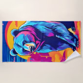 Serviette De Plage Art Ours Vibrant (Devant)