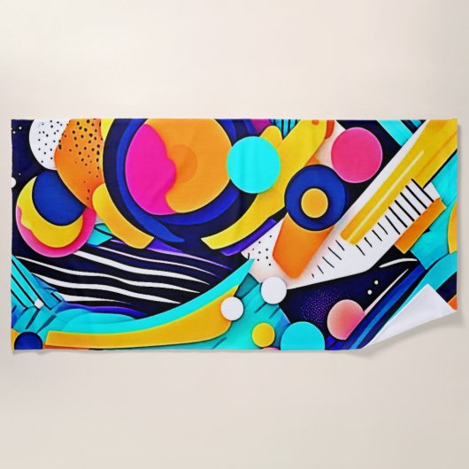 Serviette De Plage Art Pop Abstrait Vibrant (Devant)