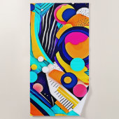 Serviette De Plage Art Pop Abstrait Vibrant (Devant)