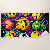 Serviette De Plage Art pop Emoji vibrant (Devant)
