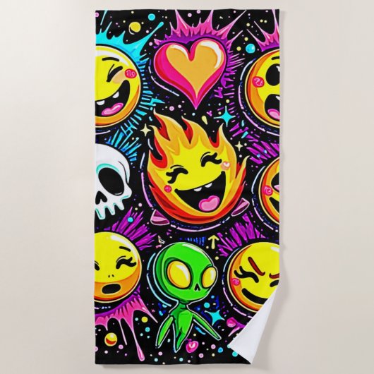 Serviette De Plage Art pop Emoji vibrant (Devant)