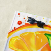 Serviette De Plage Art Splash de Fruits Citriques Vibrants (En situation)